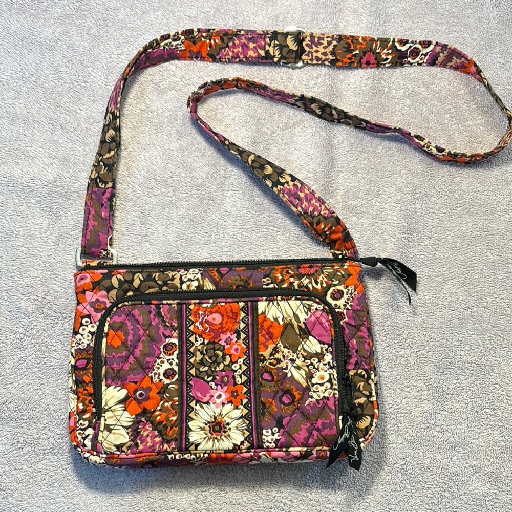 Vera Bradley Pink and Orange Crossbody Bag Vibrant Floral Design